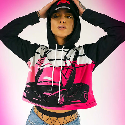 Ladies ML RetroWave Cropped Hoodie Small