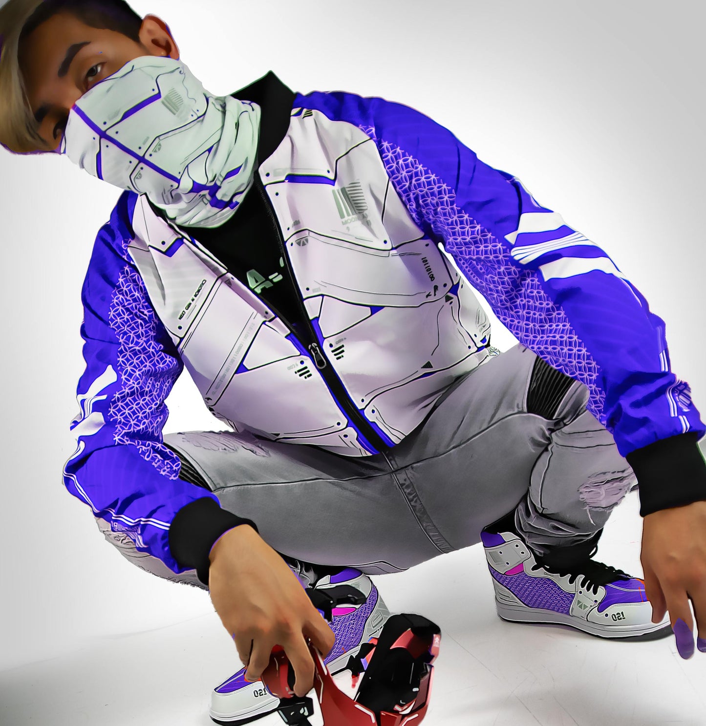 Cyber Geisha Men's Bomber Jacket Blue