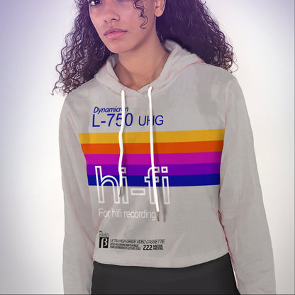 HiFi Betamax remix Women's All-Over Print Cropped Hoodie