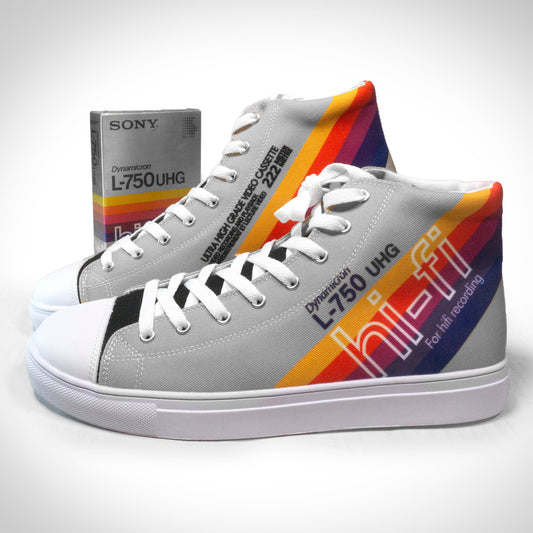 HiFi Betamax remix Women's Hightop Canvas Shoe-Slate
