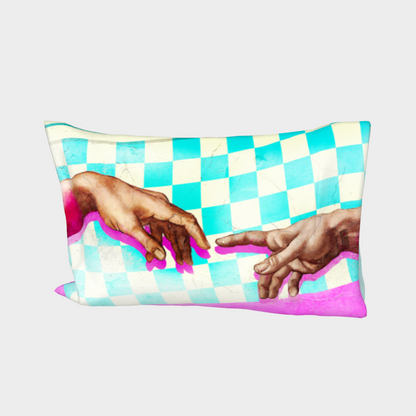 Adam and God hands pillow case