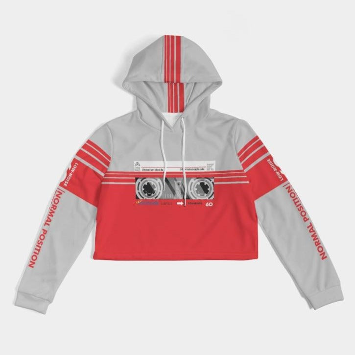 Ladies Cassette Throwback Cropped Hoodie