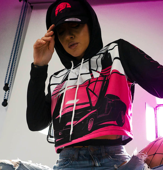 Ladies ML RetroWave Cropped Hoodie Photoshoot sample