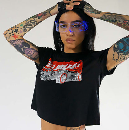 Ladies delinquent crop tee