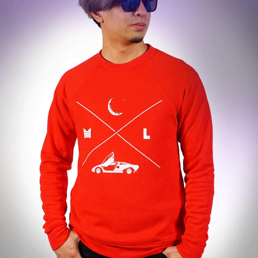 ML minimal Fleece Raglan SS Red LARGE