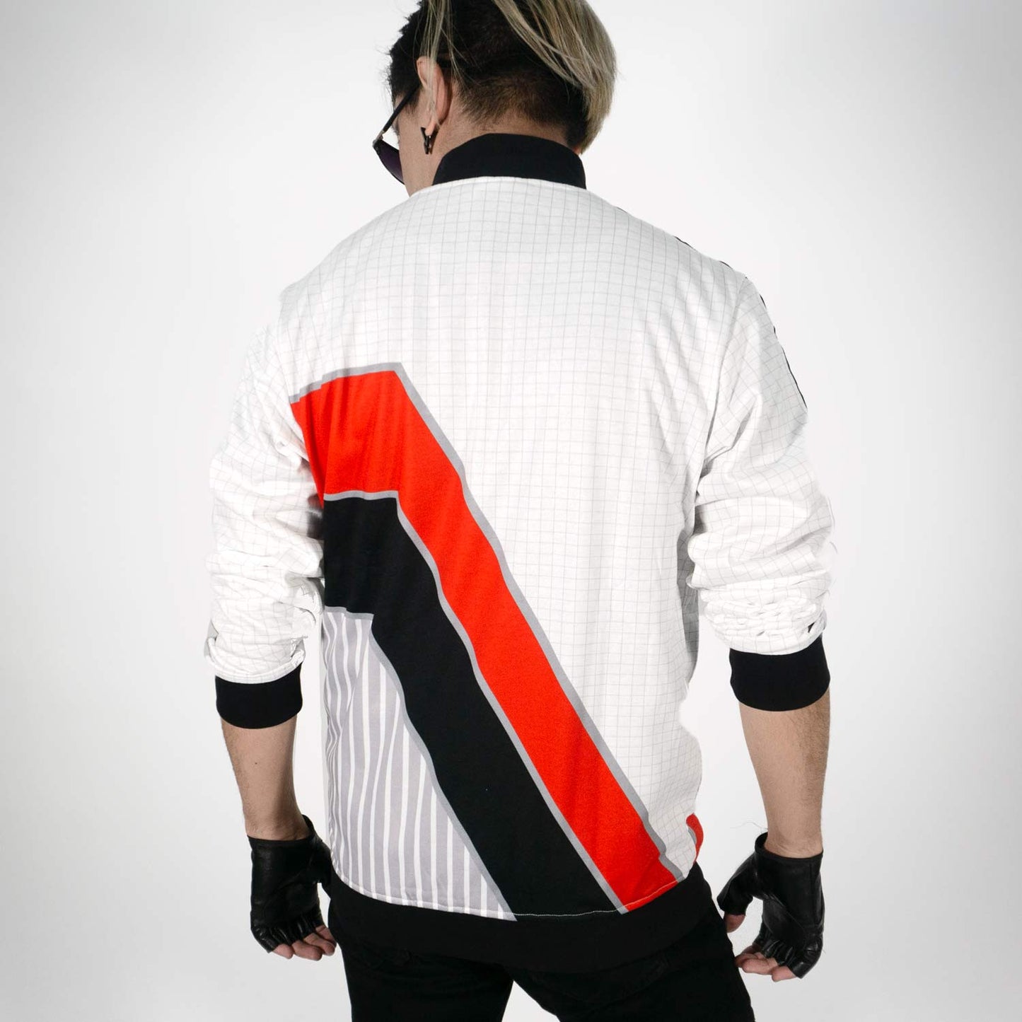 VHS Throwback Super Avilyn Men's Stripe-Sleeve Track Jacket