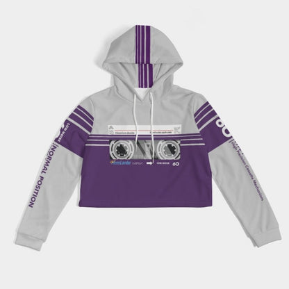 Ladies Cassette Throwback Cropped Hoodie-Purple